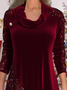 Christmas Wine Red Velvet Stitching Sequin Sweatshirt