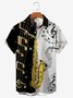  Mens Classic Music Jazz Shirts Note Saxophone Tuckless Button Plus Size Shirts