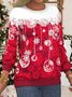 Christmas Women Long Sleeve Shift Round Neck Sweatshirt