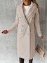 Women Shift Casual Long Sleeve Buttoned Long Woolen Coat