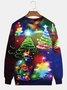 JoyMitty Men's Holiday Christmas Sweatshirt Neon Christmas Tree Gradient Plus Size Sweatshirts