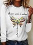 Women's Whisper Words Of Wisdom Butterfly Printed Graphic Cotton-Blend Simple Long Sleeve Top