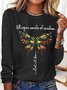 Women's Whisper Words Of Wisdom Butterfly Printed Graphic Cotton-Blend Simple Long Sleeve Top
