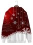  Men's Red Christmas Hoodie Snowflake Art Cotton Blend Plus Size Sweatshirt