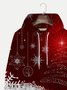  Men's Red Christmas Hoodie Snowflake Art Cotton Blend Plus Size Sweatshirt