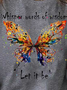 plus size Butterfly Long sleeve Loose Casual T-Shirt