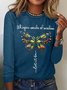 Women's Whisper Words Of Wisdom Butterfly Printed Graphic Cotton-Blend Simple Long Sleeve Top