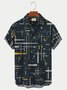 Men's Vintage Hawaiian Shirts Geometric Space Art Wrinkle Free Plus Size Camp Shirts