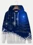  Men's Red Christmas Hoodie Snowflake Art Cotton Blend Plus Size Sweatshirt