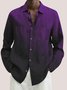 Men's Ombre Abstract Lines Printing Casual Cotton Linen Long Sleeve Plus Size Shirt