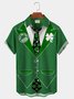  Men's Casual Shirt St Patrick's Fake Two Piece Lapel Hawaiian Short Sleeve Shirt