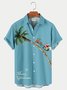 Men's Christmas Elk Coconut Tree Print Short Sleeve Hawaiian Shirt