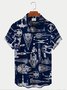 Mens Star Wars Aerospace Machine Print Casual Breathable Short Sleeve Hawaiian Shirts