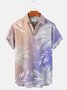 Men's Vacation Gradient Hawaiian Short Sleeve Seersucker Wrinkle Free Shirt Top