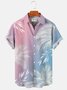 Men's Vacation Gradient Hawaiian Short Sleeve Seersucker Wrinkle Free Shirt Top