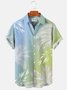Men's Vacation Gradient Hawaiian Short Sleeve Seersucker Wrinkle Free Shirt Top