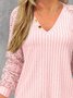 Women Long Sleeve Solid V neck Sweatshirt