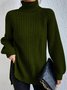 Women Casual Long Sleeve Solid Turtleneck Sweater