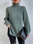 Women Casual Long Sleeve Solid Turtleneck Sweater
