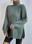 Women Casual Long Sleeve Solid Turtleneck Sweater