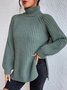 Women Casual Long Sleeve Solid Turtleneck Sweater
