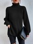 Women Casual Long Sleeve Solid Turtleneck Sweater