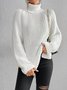 Women Casual Long Sleeve Solid Turtleneck Sweater