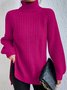 Women Casual Long Sleeve Solid Turtleneck Sweater