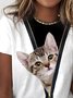 Women Shift Cute Cat Printed Shirts & Tops