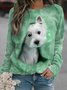 Women Cute Dog Long Sleeve Printed Sweatshirt