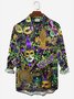 JoyMitty Holiday Mardi Gras Men's Hawaiian Shirts Long Sleeve Stretch Plus Size Casual Aloha Shirts