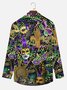 JoyMitty Holiday Mardi Gras Men's Hawaiian Shirts Long Sleeve Stretch Plus Size Casual Aloha Shirts