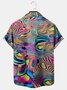  Neon Ombre Hawaiian Breast Pocket Shirt Oversized Vacation Wrinkle-Free Shirt