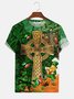  Green Irish Celtic Cross Men's T-Shirt  Cartoon Dwarf Stretch Cotton Blend Oversized Tops