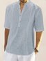 Mens Cotton Linen Basic Series Half Sleeve Plus Size Shirts