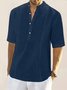 Mens Cotton Linen Basic Series Half Sleeve Plus Size Shirts