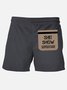  60’s Retro Fun Alphabet Men's Hawaiian Beach Shorts Stretch Large Size Men's Casual Shorts