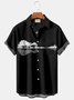 Royaura Black Music Instrument Print Breast Pocket Shirt Plus Size Shirt