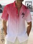  Men's Cotton Linen Gradual Texture Coconut Tree Print Chest Bag Shirt Plus Size Shirt