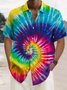 Cotton hemp Tie Dye Ombre Peace & Love Men's Vacation Beach Hawaiian Big & Tall Aloha Wrinkle Free Shirt