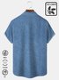  Hawaiian blue linen denim imitation coconut tree print chest pocket holiday shirt oversized Hawaiian shirt
