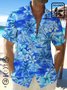 Cotton Linen Coconut Plumeria Print Men's Vacation Hawaiian Big and Tall Aloha Shirt