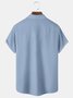 Men's Linen Lapel Blue Printed Casual Shirt