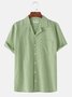 Royaura Solid Color Men's Cotton Linen Blend Camp Shirts Beach Vacation Casual Button Down Camp Shirts