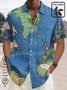 Cotton Linen Navigation Map Retro Men's Plus Size Shirt