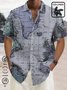 Cotton Linen Navigation Map Retro Men's Plus Size Shirt