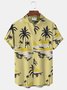 Men's Vintage Wrinkle Free Casual Shirts Beach Palms Sunset Seersucker Tops