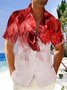  Cotton Linen Gradient Tropical Leaf Print Men's Vacation Beach Hawaiian Big & Tall Aloha Shirt