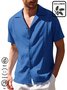 Plain Shirt Collar Cotton And Linen Short Sleeve Short Sleeve Shirt