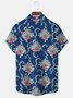 Hawaiian Floral Musical Instrument Print Men's Button Pocket Shirt